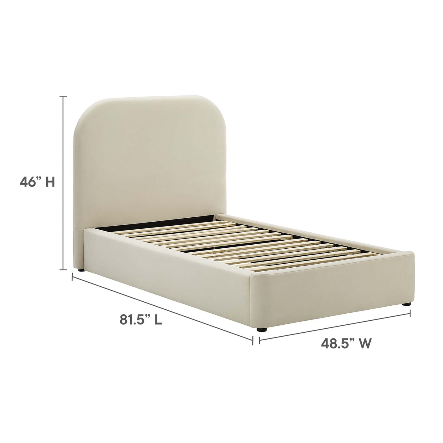 Keynote Performance Velvet Curved Twin Platform Bed by Furniture For America