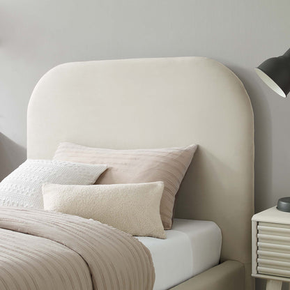 Keynote Performance Velvet Curved Twin Platform Bed by Furniture For America