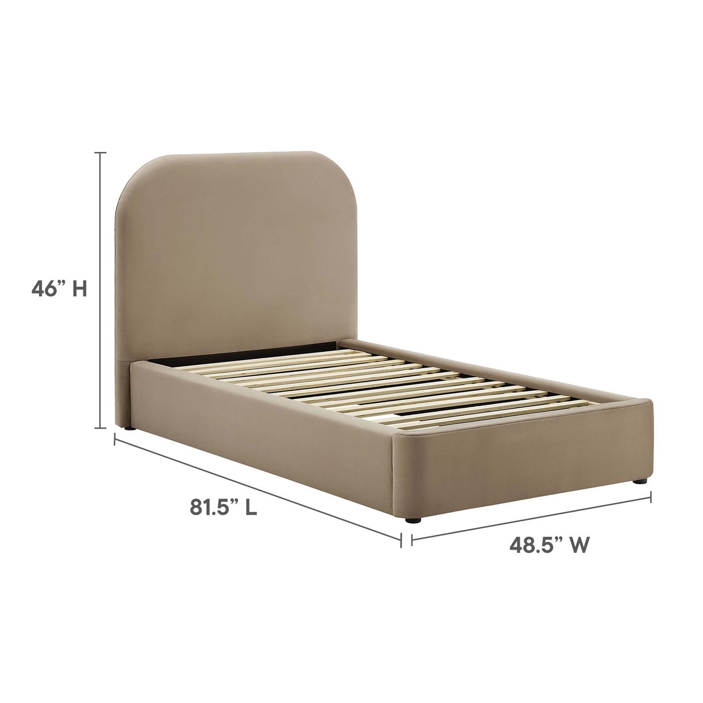 Keynote Performance Velvet Curved Twin Platform Bed by Furniture For America