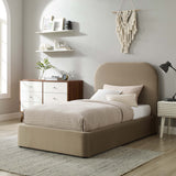 Twill Performance Velvet Curved Twin Platform Bed in Taupe