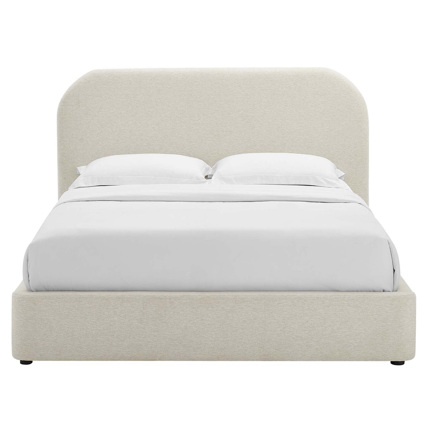 Keynote Upholstered Fabric Curved Full Platform Bed by Furniture For America