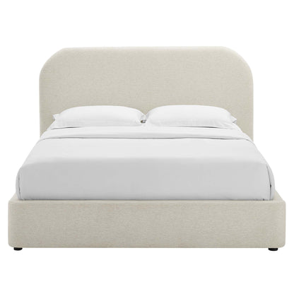 Keynote Upholstered Fabric Curved Full Platform Bed by Furniture For America