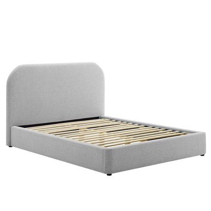 Keynote Upholstered Fabric Curved Full Platform Bed by Furniture For America