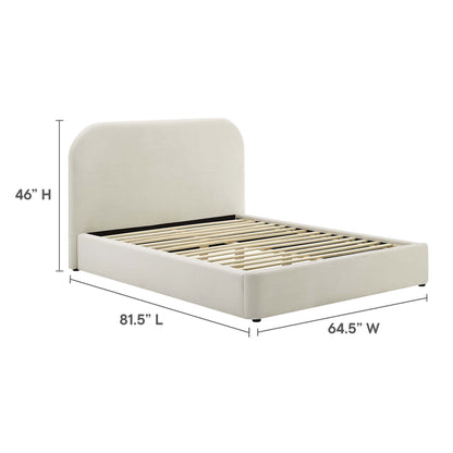 Keynote Performance Velvet Curved Full Platform Bed by Furniture For America