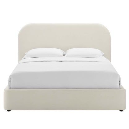 Keynote Performance Velvet Curved Queen Platform Bed by Furniture For America