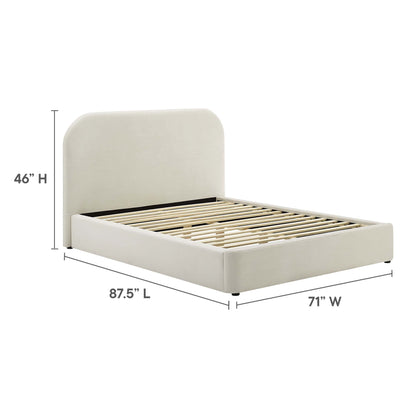 Keynote Performance Velvet Curved Queen Platform Bed by Furniture For America