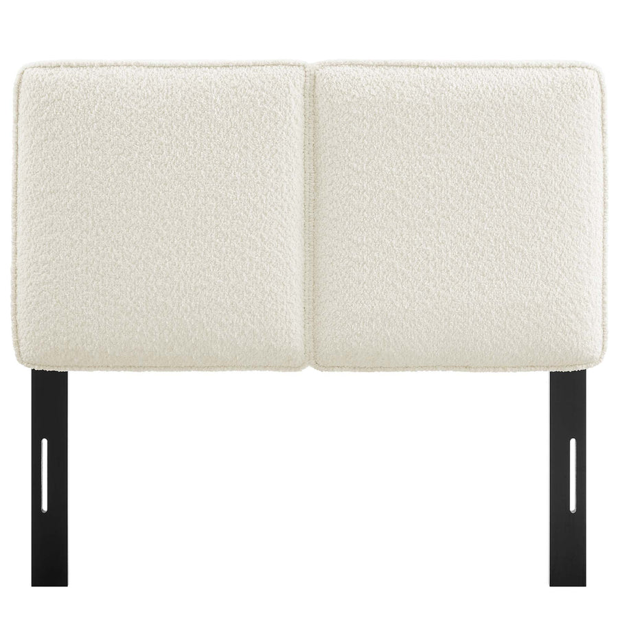 Weave Boucle Fabric Twin Headboard in Cream