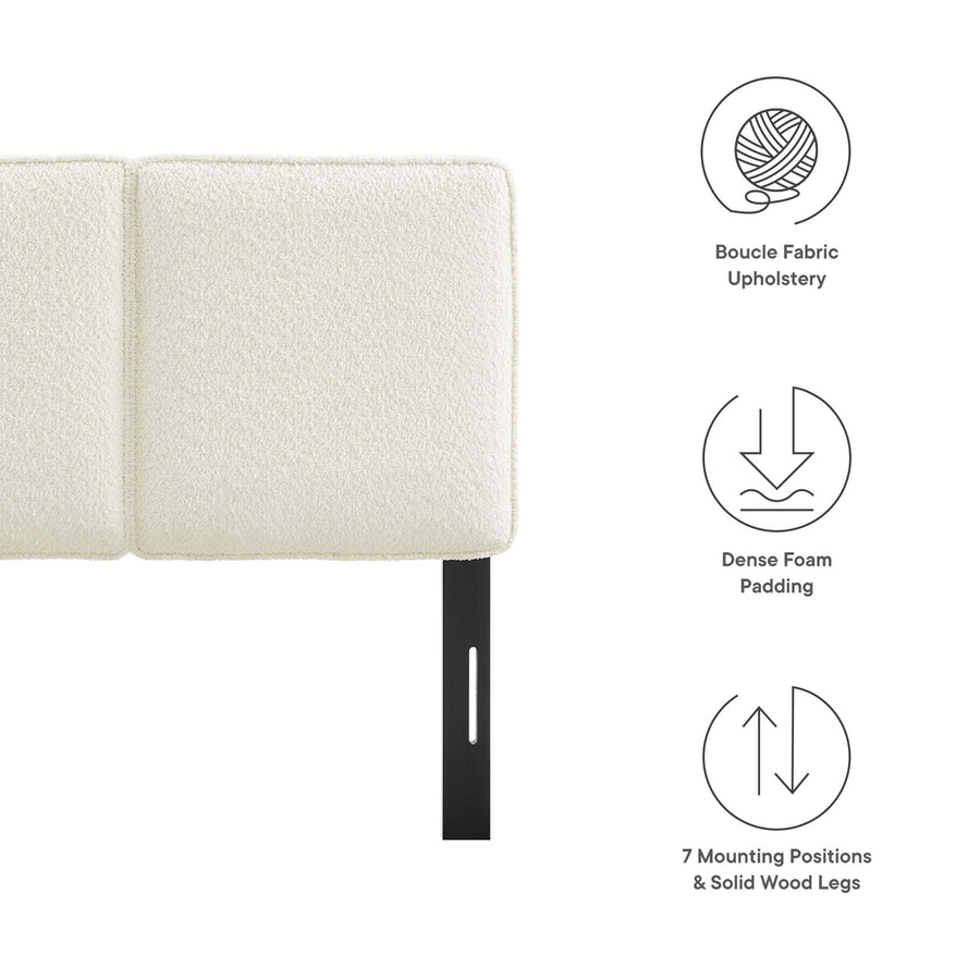 Weave Boucle Fabric Twin Headboard in Cream