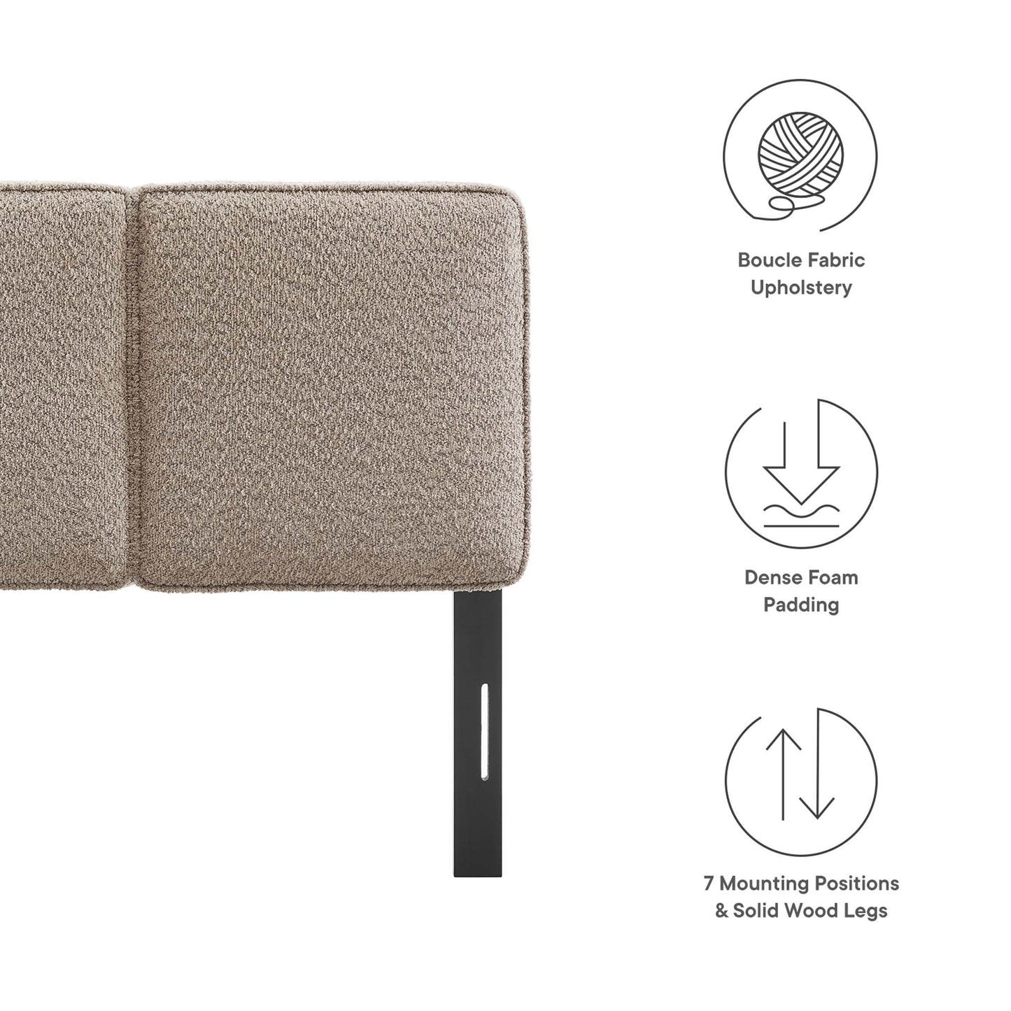 Lindee Boucle Fabric Twin Headboard by Furniture For America