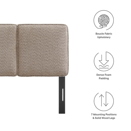 Lindee Boucle Fabric Twin Headboard in Oatmeal