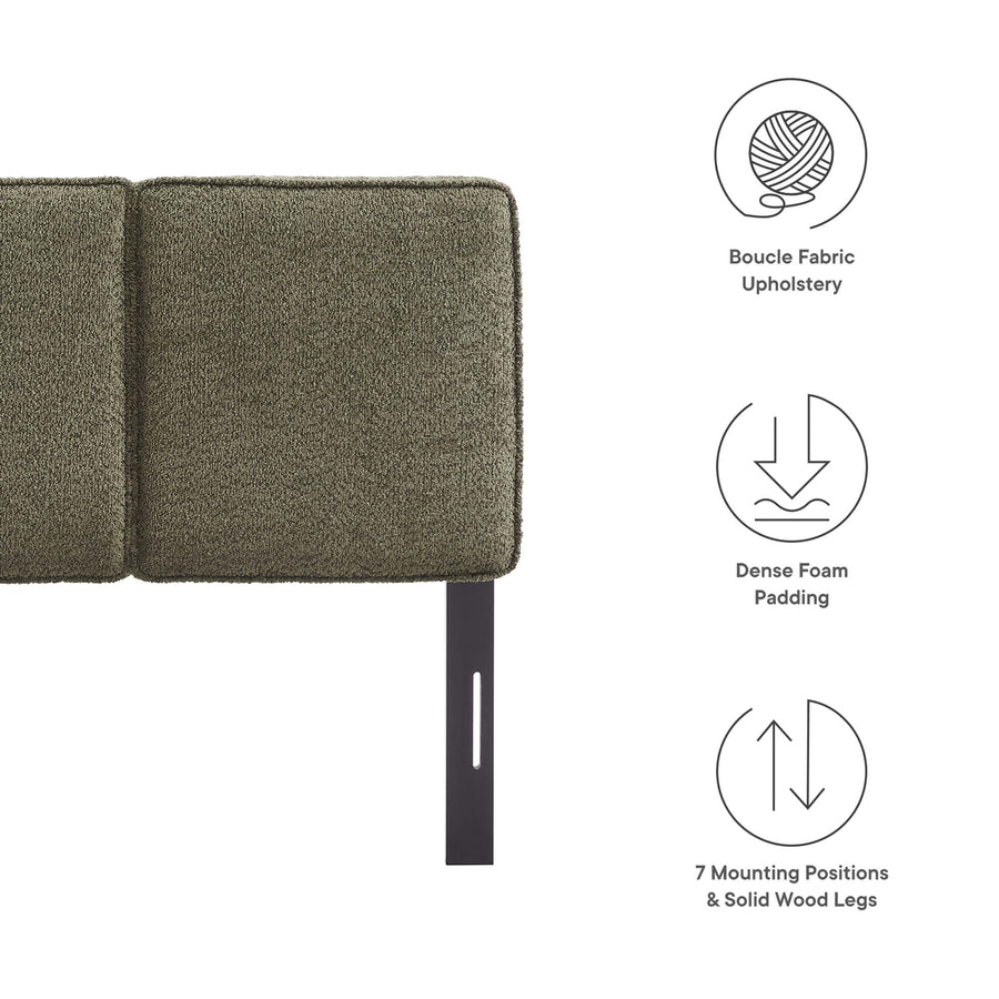 Weave Boucle Fabric Twin Headboard in Sage