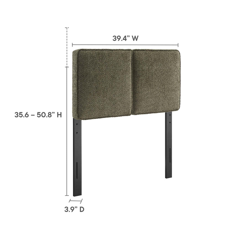 Weave Boucle Fabric Twin Headboard in Sage