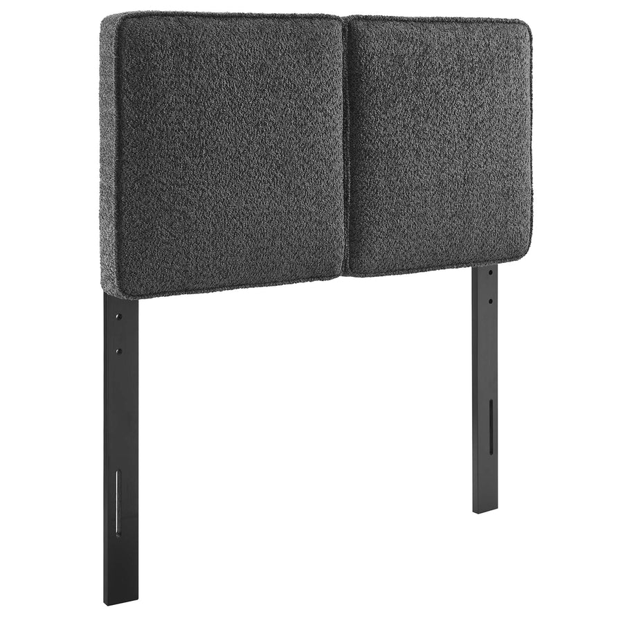 Weave Boucle Fabric Twin Headboard in Slate