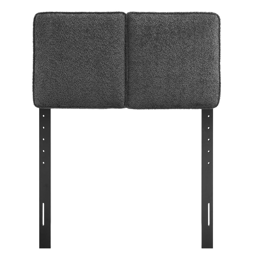 Weave Boucle Fabric Twin Headboard in Slate