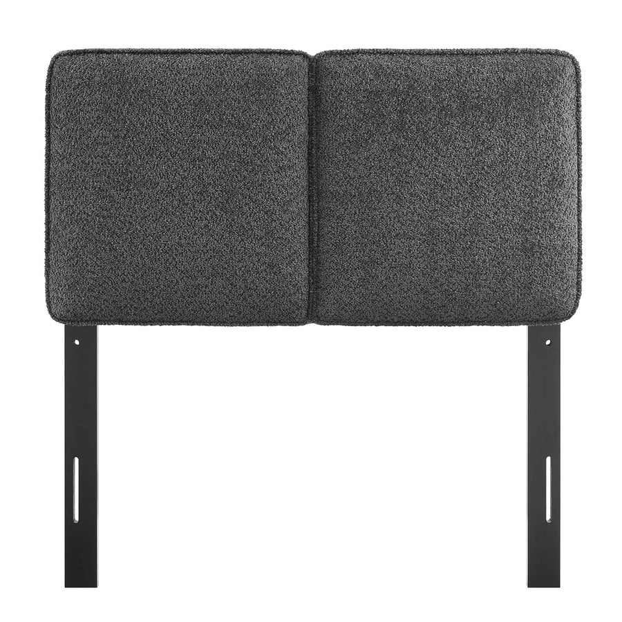 Weave Boucle Fabric Twin Headboard in Slate
