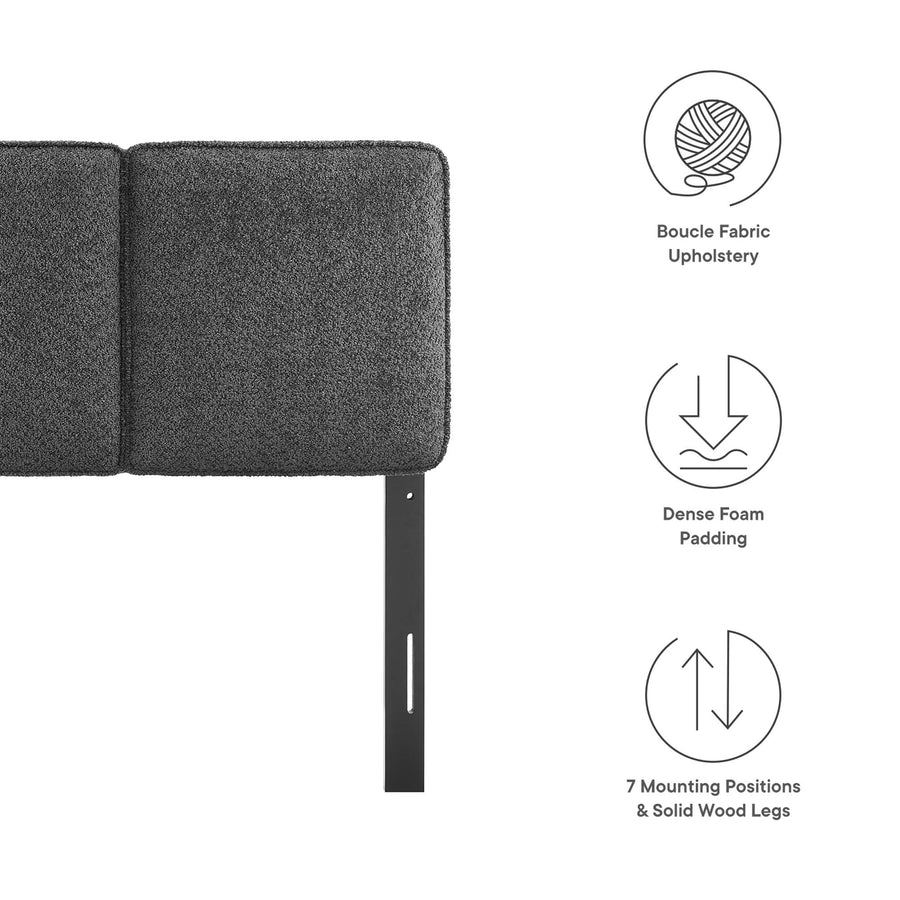 Weave Boucle Fabric Twin Headboard in Slate