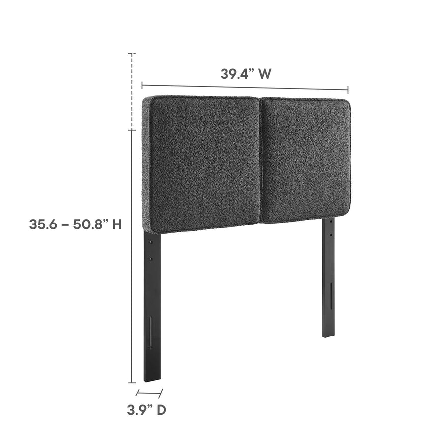 Weave Boucle Fabric Twin Headboard in Slate