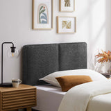 Weave Boucle Fabric Twin Headboard in Slate