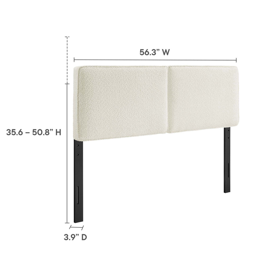 Weave Boucle Fabric Full Headboard in Cream