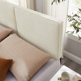 Weave Boucle Fabric Full Headboard in Cream