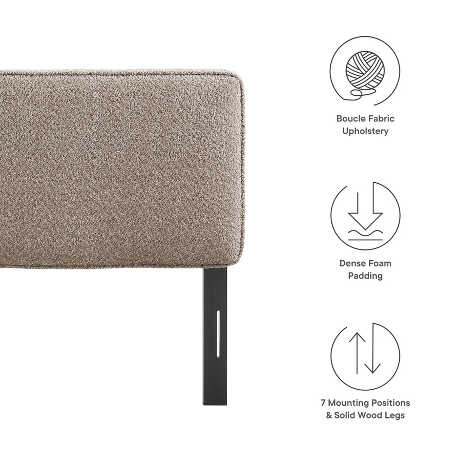 Weave Boucle Fabric Full Headboard in Oatmeal