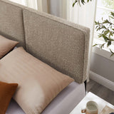 Weave Boucle Fabric Full Headboard in Oatmeal