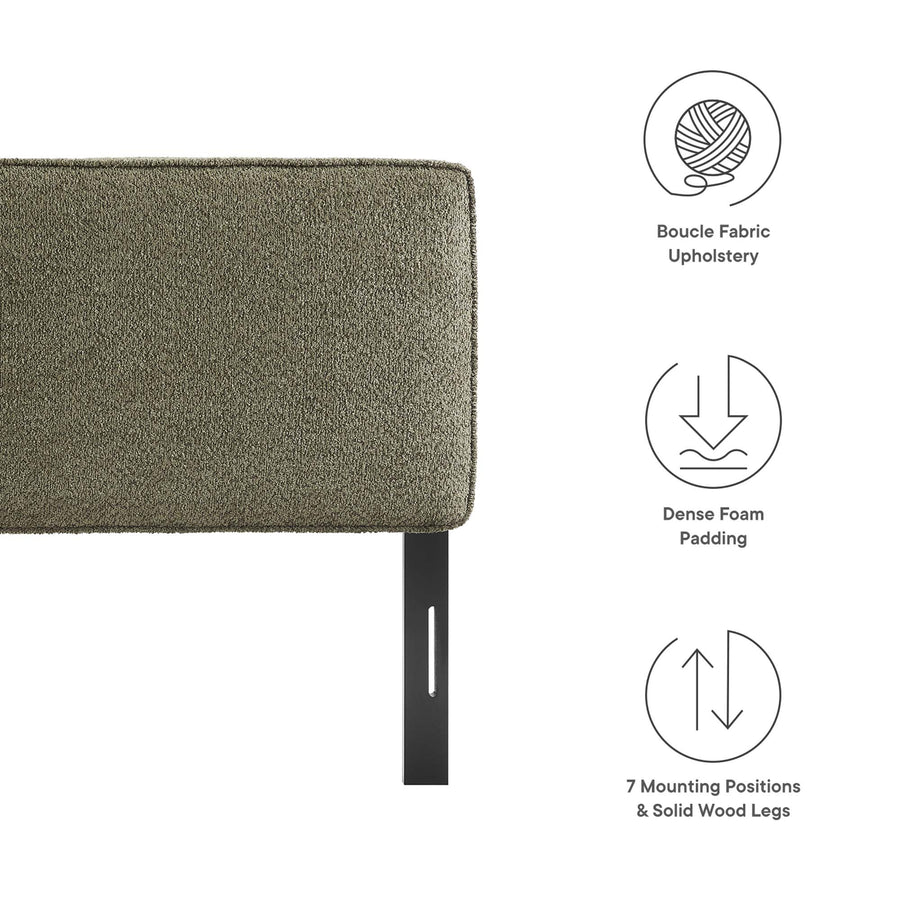 Weave Boucle Fabric Full Headboard in Sage