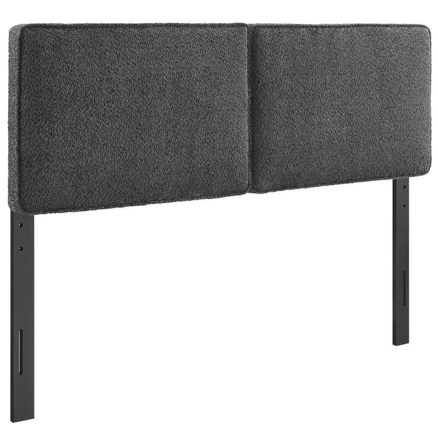 Weave Boucle Fabric Full Headboard in Slate