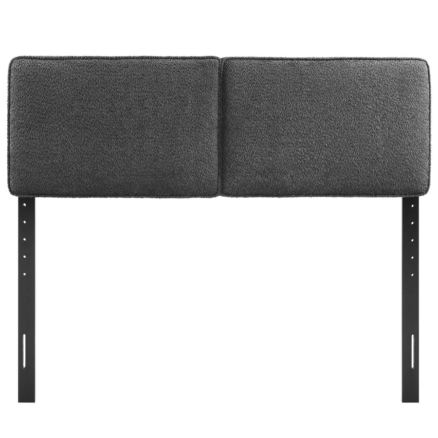 Weave Boucle Fabric Full Headboard in Slate