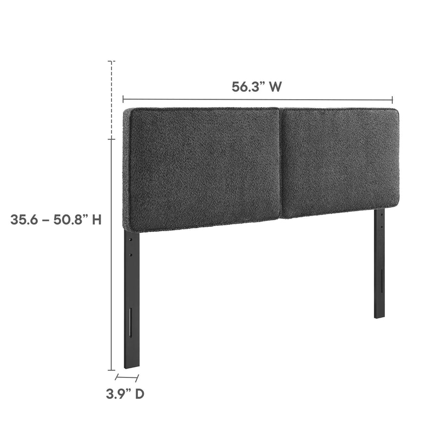 Weave Boucle Fabric Full Headboard in Slate