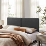 Weave Boucle Fabric Full Headboard in Slate