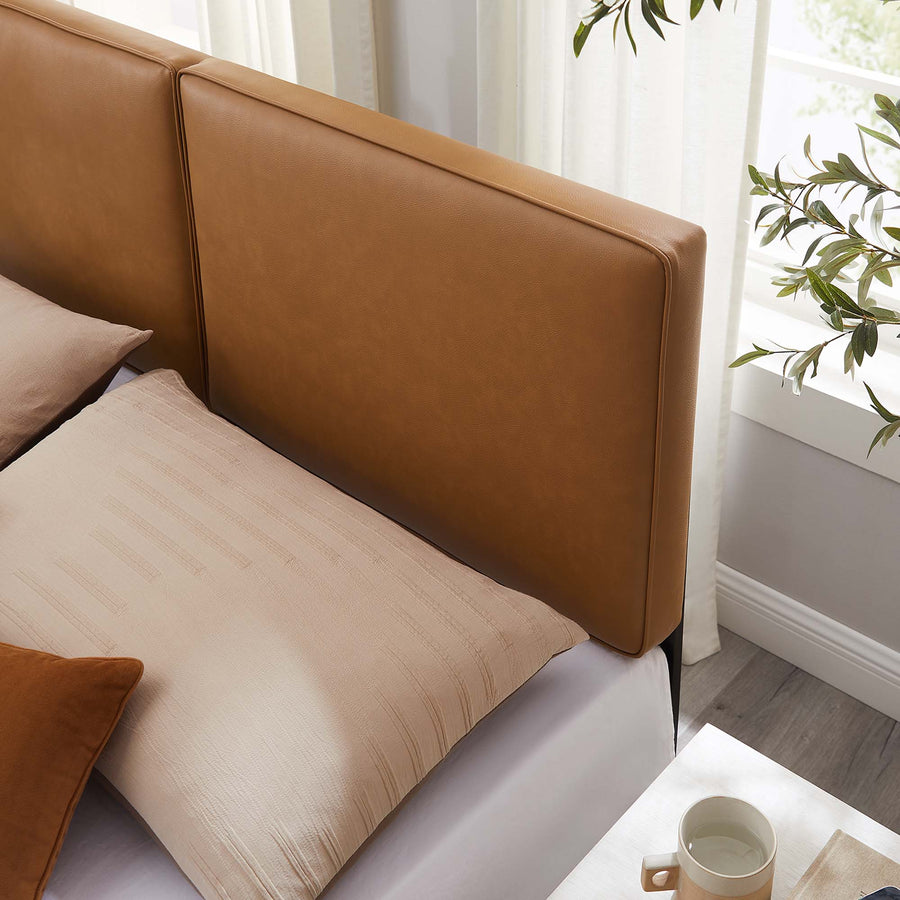 Weave Vegan Leather Queen Headboard in Tan