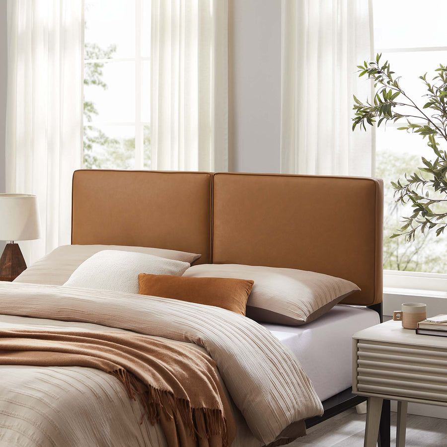 Weave Vegan Leather Queen Headboard in Tan