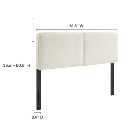Lindee Boucle Fabric Queen Headboard in Cream