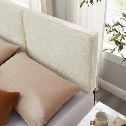 Lindee Boucle Fabric Queen Headboard in Cream