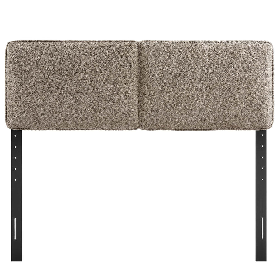 Weave Boucle Fabric Queen Headboard in Oatmeal