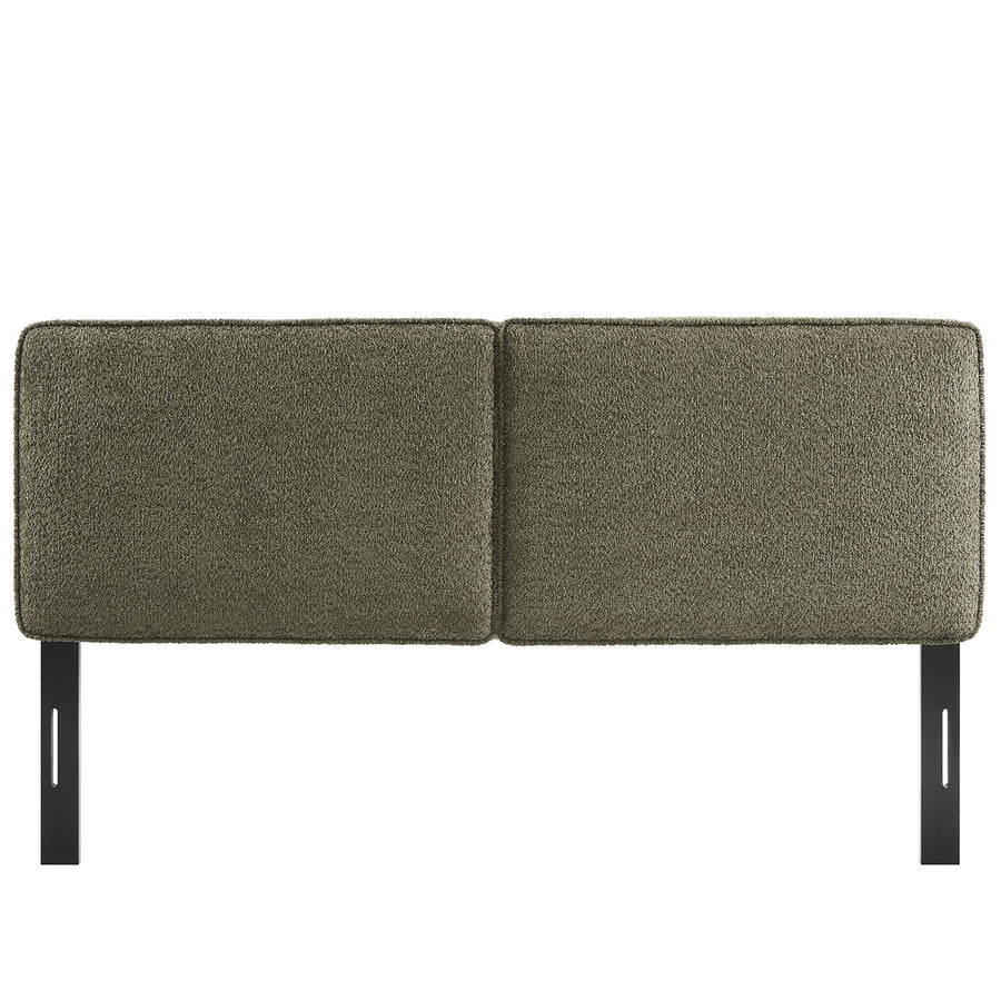 Weave Boucle Fabric Queen Headboard in Sage