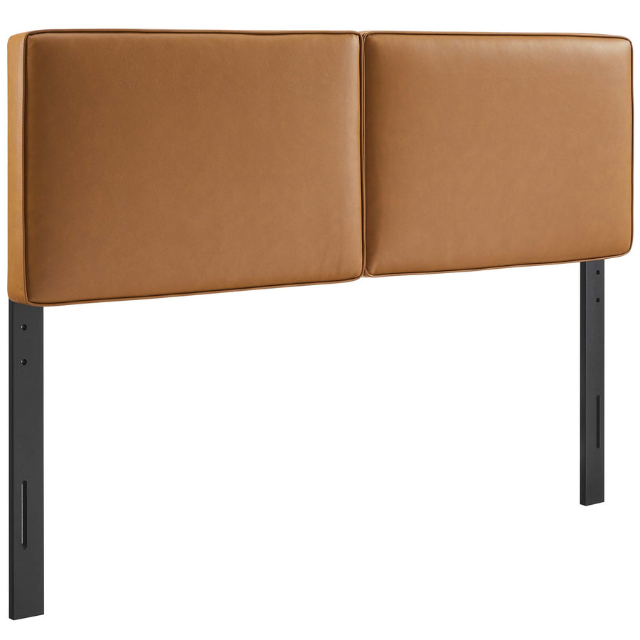 Weave Vegan Leather King Headboard in Tan