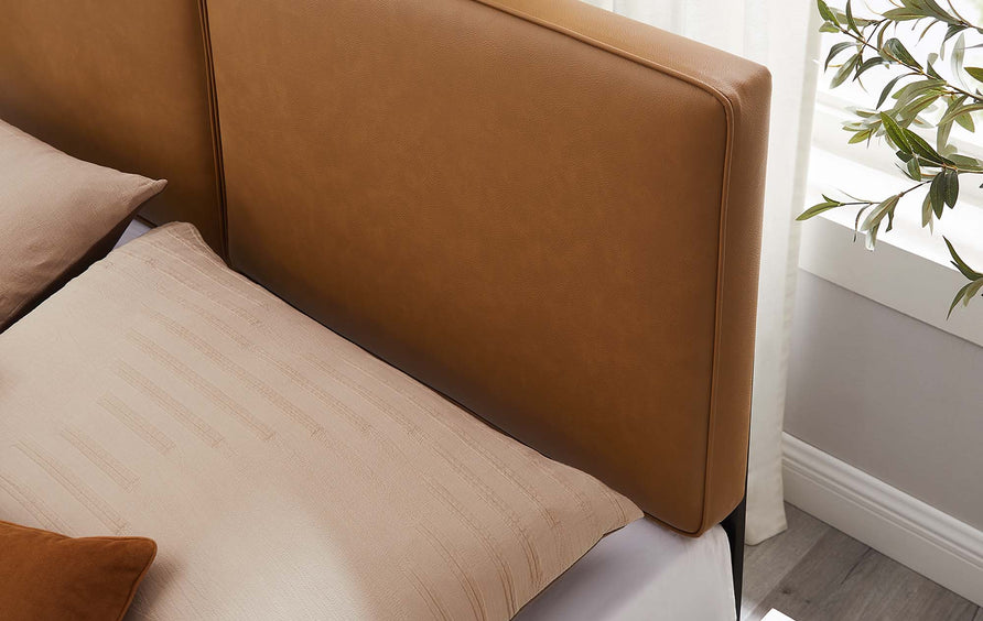 Weave Vegan Leather King Headboard in Tan