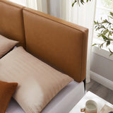 Weave Vegan Leather King Headboard in Tan