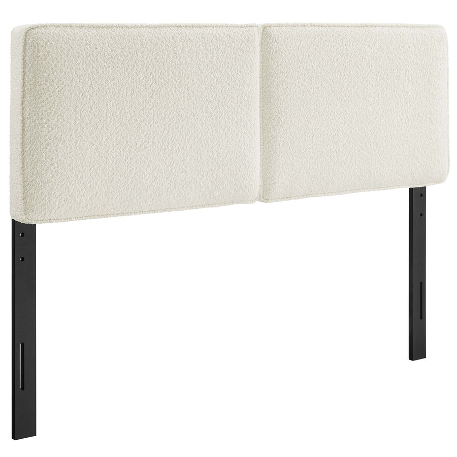 Weave Boucle Fabric King Headboard in Cream