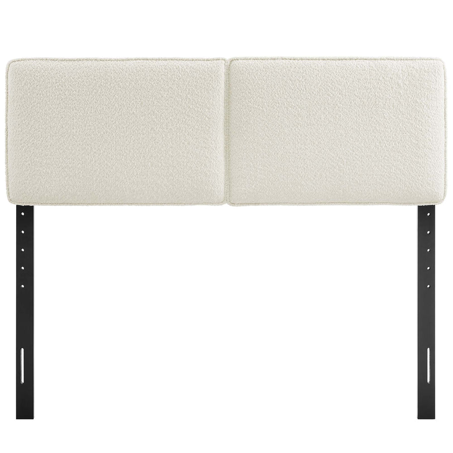 Weave Boucle Fabric King Headboard in Cream