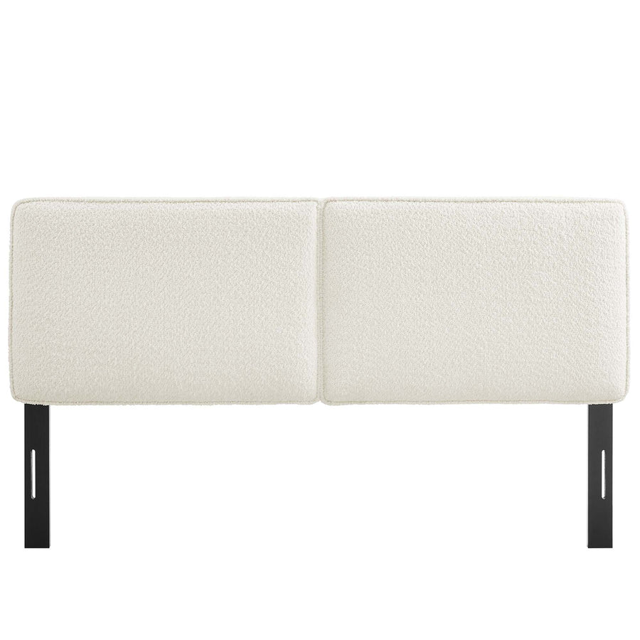 Weave Boucle Fabric King Headboard in Cream