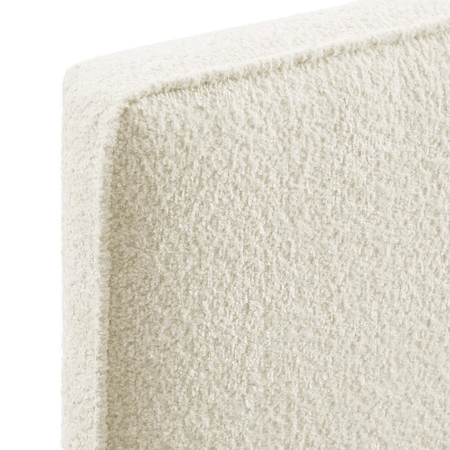 Weave Boucle Fabric King Headboard in Cream