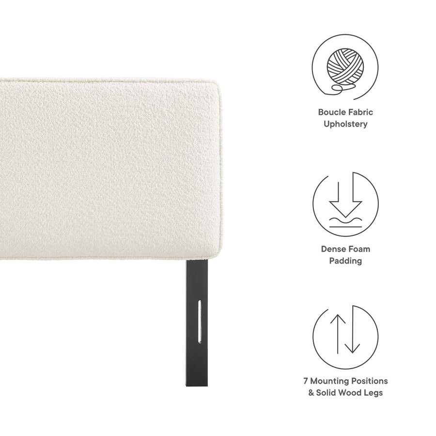 Weave Boucle Fabric King Headboard in Cream