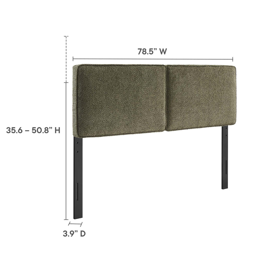 Weave Boucle Fabric King Headboard in Sage