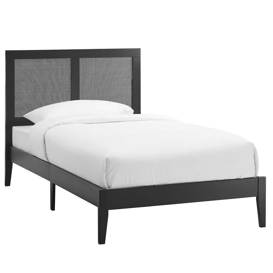 Madder Rattan and Wood Twin Platform Bed in Black