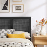 Madder Rattan and Wood Twin Platform Bed in Black