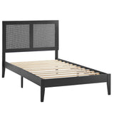 Madder Rattan and Wood Twin Platform Bed in Black