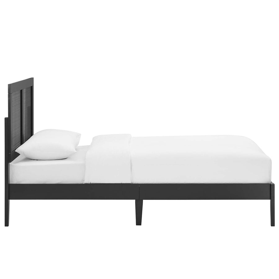 Madder Rattan and Wood Twin Platform Bed in Black
